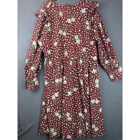 Eloquii Rust Beige Black Leopard Print Long Puff Sleeve Floral Dress Size 20 - Picture 6 of 9